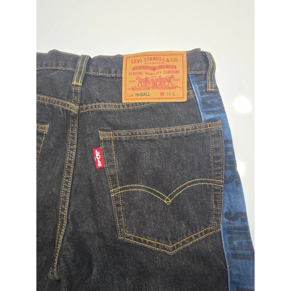 Levi's‎ Hi-Ball Roll Men's 30xL Black Denim Jeans with Blue Side Stripes - Picture 4 of 9